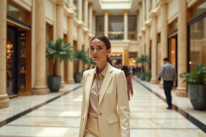 Femme &eacute;l&eacute;gante dans un centre commercial luxueux