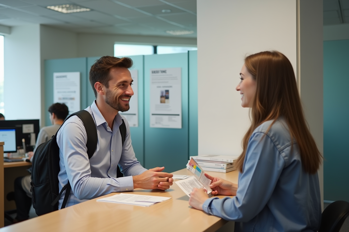 Jeune homme français au guichet en Australie