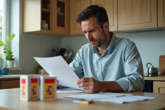 Homme d age moyen vérifiant ses papiers de voyage et cigarettes