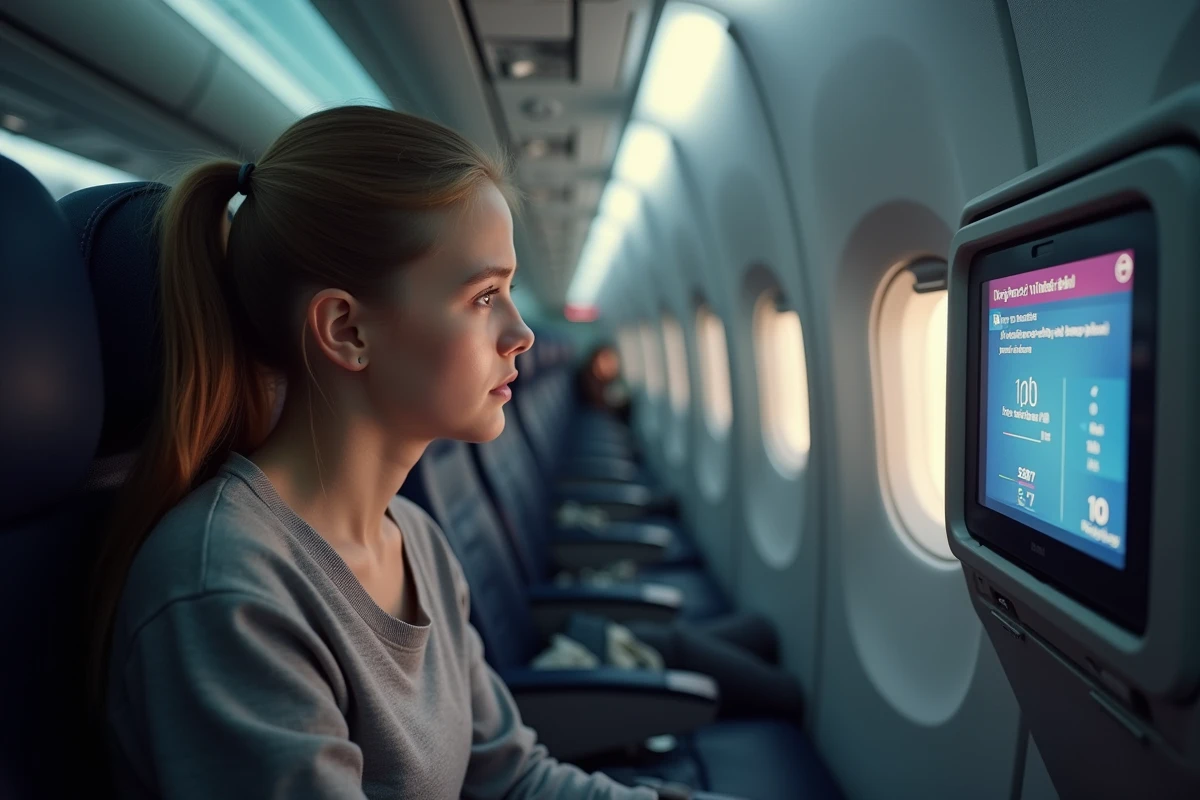 Passagere anxieuse regardant l