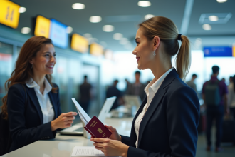Personne à l'aéroport avec passeport et documents pour le titre
