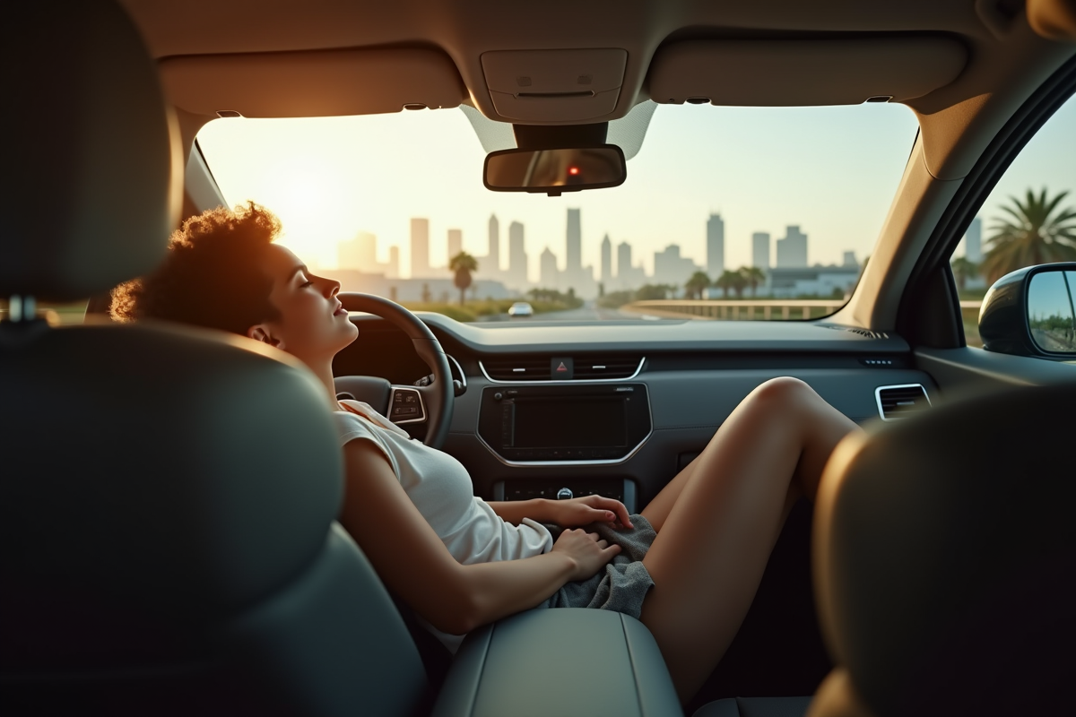 Personne détendue dans une voiture à Los Angeles