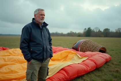 Pilote de ballon en inspection d'un ballon endommage