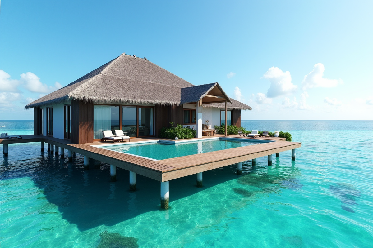 Villa de luxe sur l'eau dans une destination tropicale