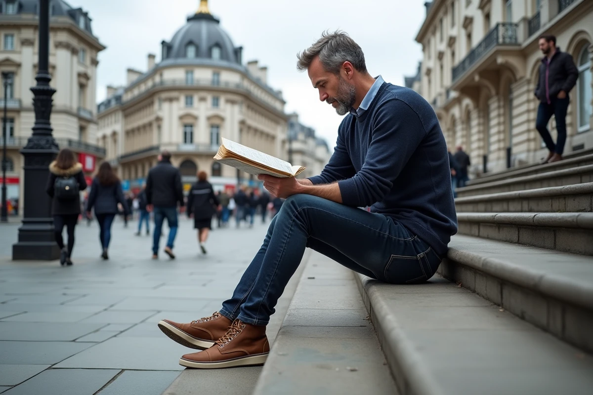 Voyageur consulrant une carte papier assis sur les marches de la fontaine Shaftesbury à Piccadilly Circus avec un petit budget